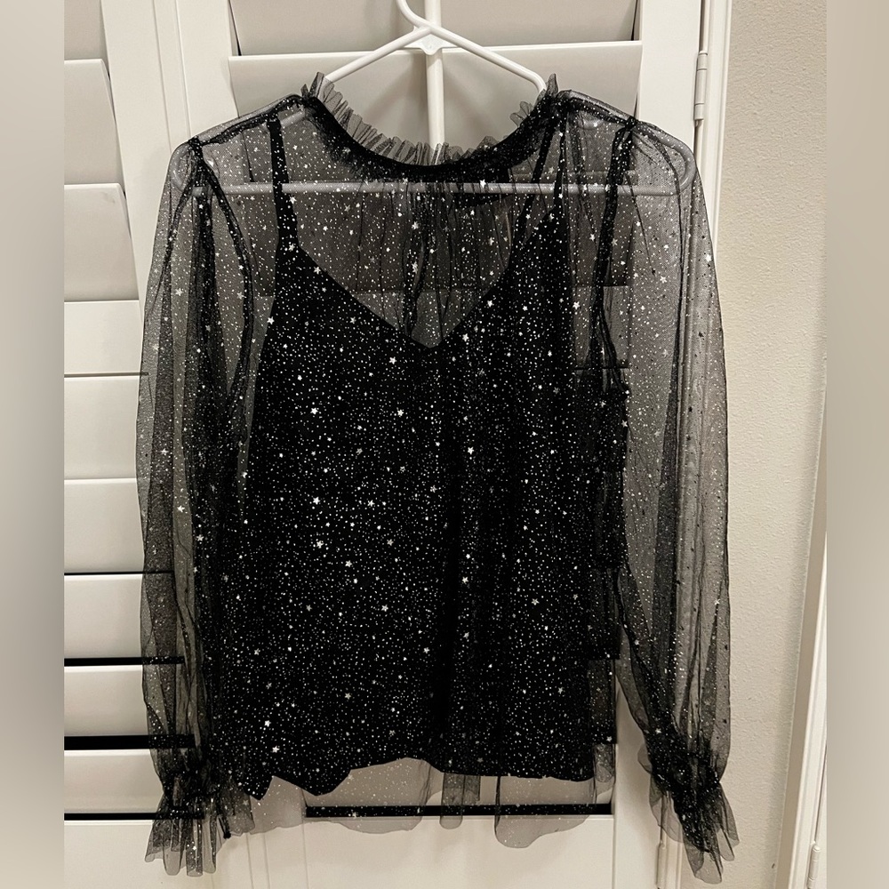 Black Shimmery Going Out Top